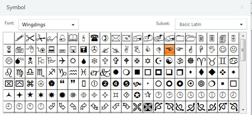 Wingdings Fonts consisting of symbols