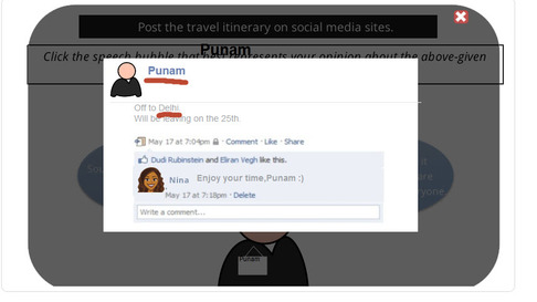 Facebook page displaying the learner's name 'Punam' and the text 'Off to Delhi'. 