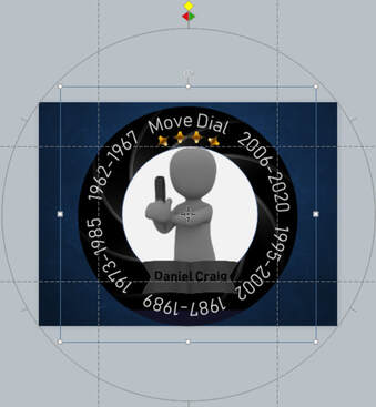 Articulate Storyline dial showing circular time frame and James Bond mascot